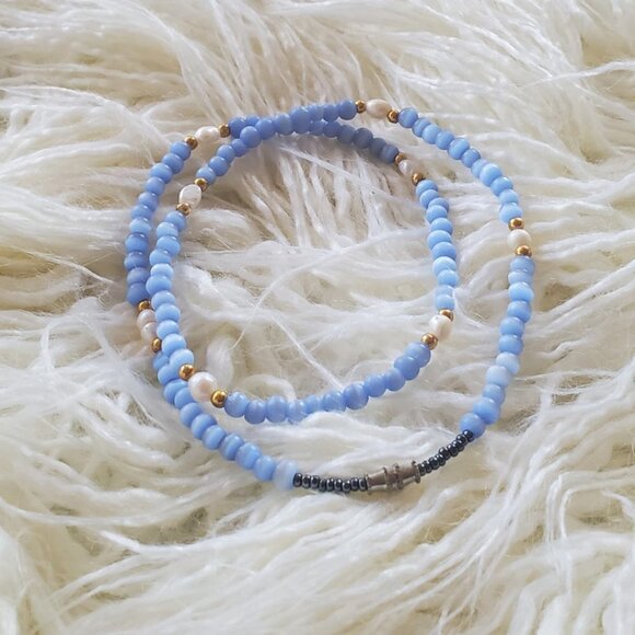 🌴Sky Blue Beautiful Beaded Necklace - Picture 3 of 7